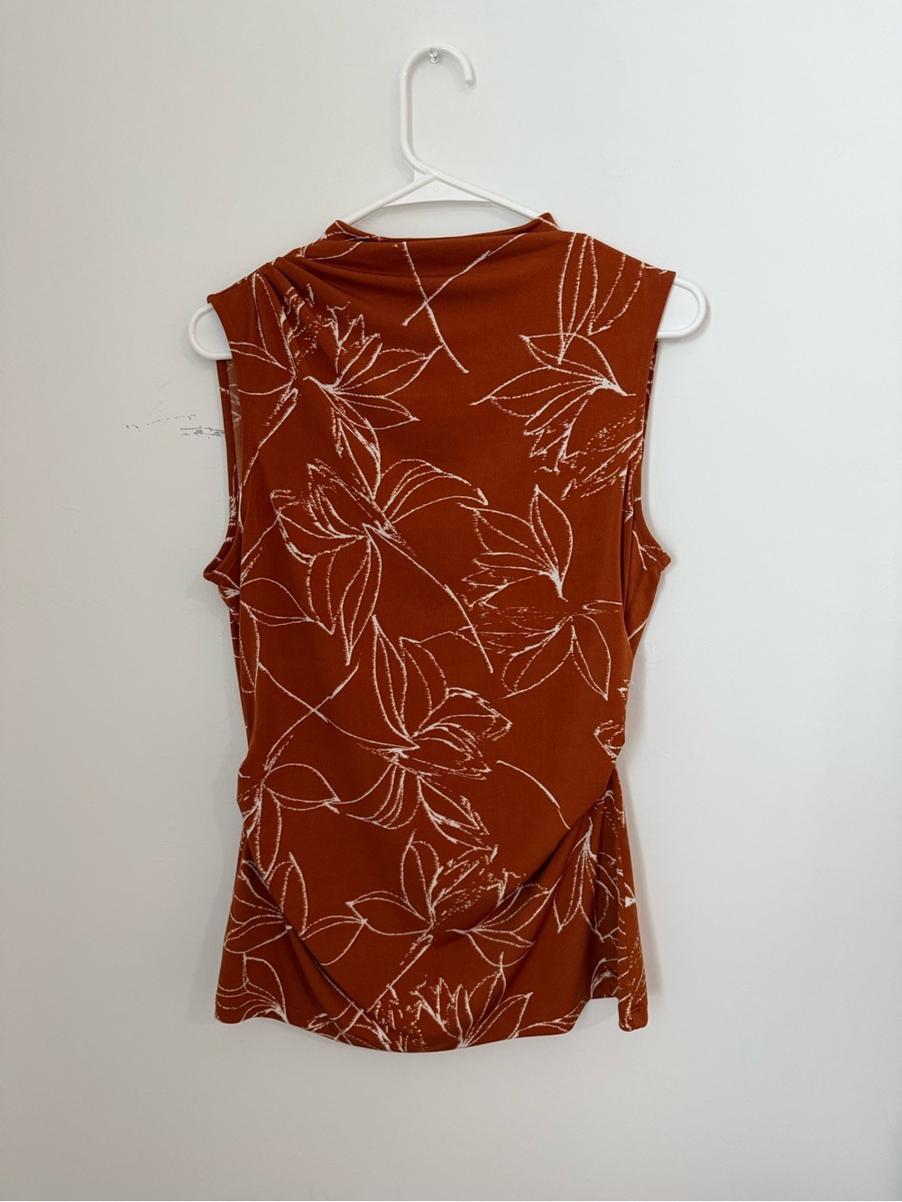 Calvin Klein Rust Floral Sleeveless Draped Camisole